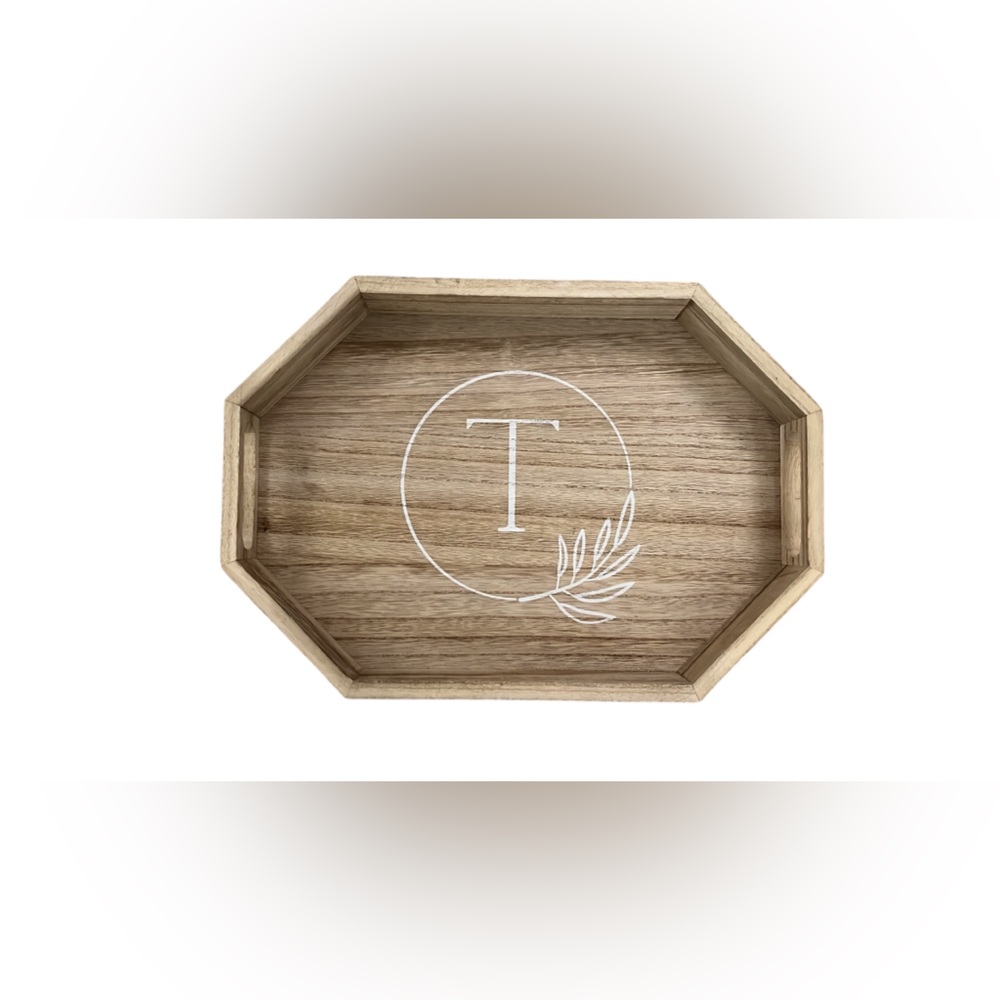 Wooden Bath Tray with Monogram Design